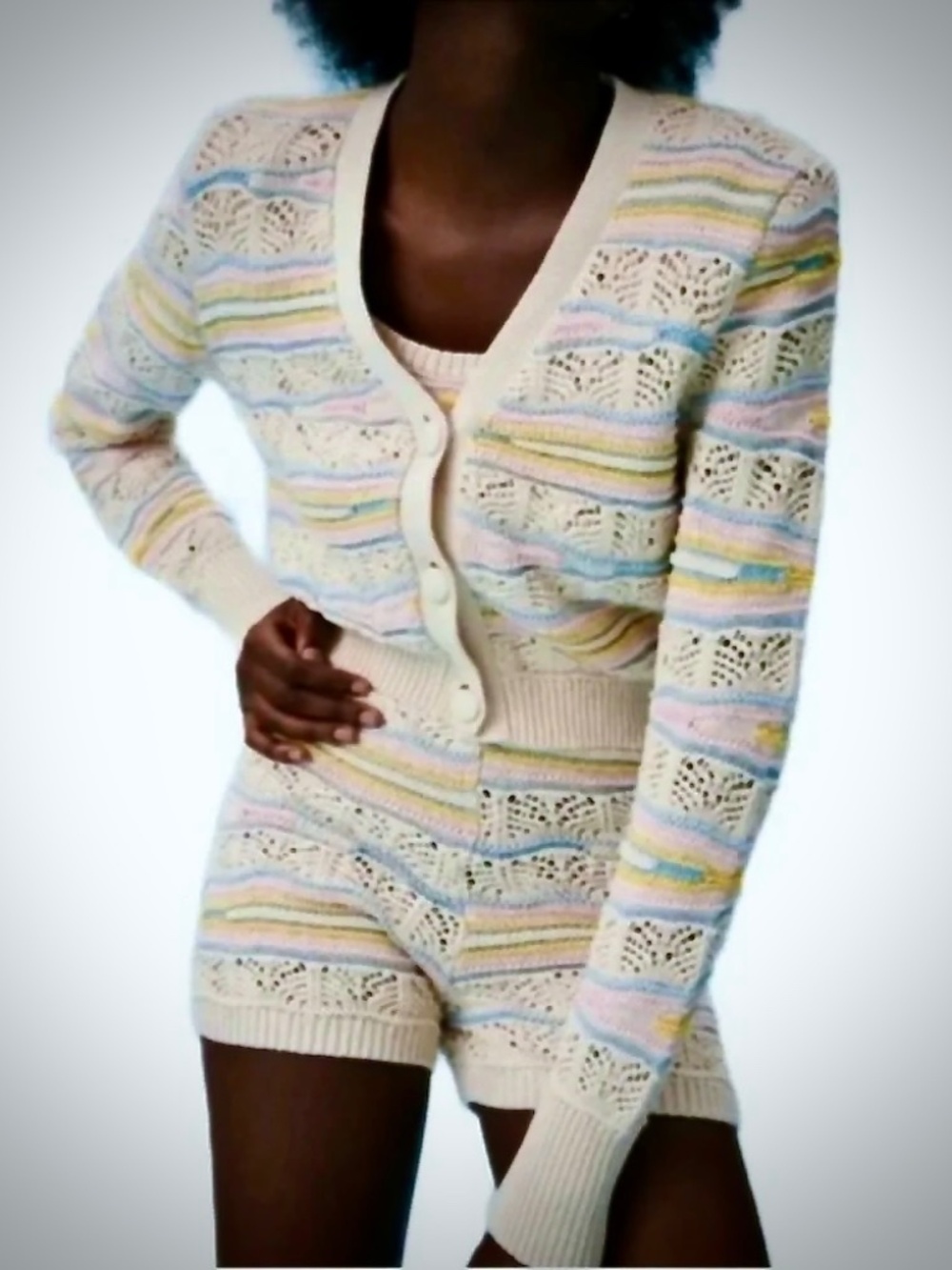 Zara cropped open knit cardigan S